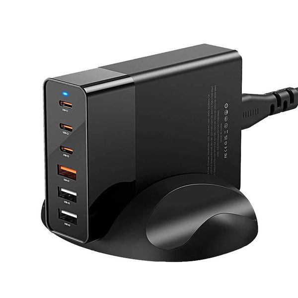 Nástenná nabíjačka Blitzwolf BW-S25, 75W, 3x USB + 3x USB-C (čierna)